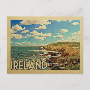 Ierland Ocean Cliffs Vintage Travel Briefkaart