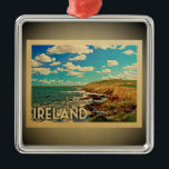 Ierland Ornament Vintage Travel<br><div class="desc">Een cool Iers ornament in  stijl,  dat de Ierse kust bedekt met zwevende kliffen,  oceanen en blauwe lucht.</div>