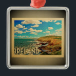 Ierland Ornament Vintage Travel<br><div class="desc">Een cool Iers ornament in  stijl,  dat de Ierse kust bedekt met zwevende kliffen,  oceanen en blauwe lucht.</div>