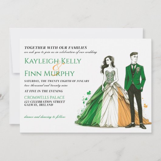 ierland paar bruiloft uitnodiging (Voorkant)