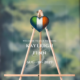 Ierland Paar Hart Bruiloft Welkom Acryl Bord