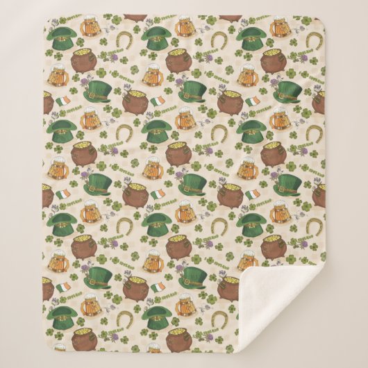 Ierland Pictogram Patroon Sherpa Deken (Voorkant)