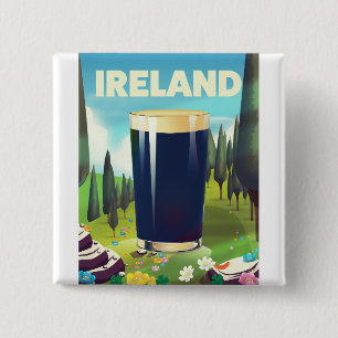 Ierland Pint Reisposter Vierkante Button 5,1 Cm