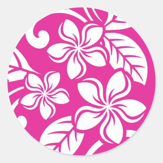 IERLAND PLUMERIA (HOT PINK) CLASSIC ROUND STICKER (Voorkant)