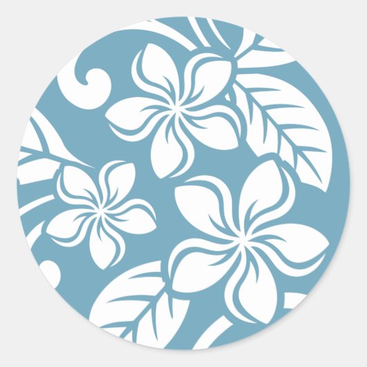 IERLAND PLUMERIA (SLATE BLUE) CLASSIC ROUND STICKE RONDE STICKER (Voorkant)