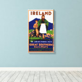 Ierland Poster herstelde Vintage Travel Canvas Afdruk (Insitu (Houten vloer))
