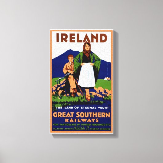 Ierland Poster herstelde Vintage Travel Canvas Afdruk (Voorkant)