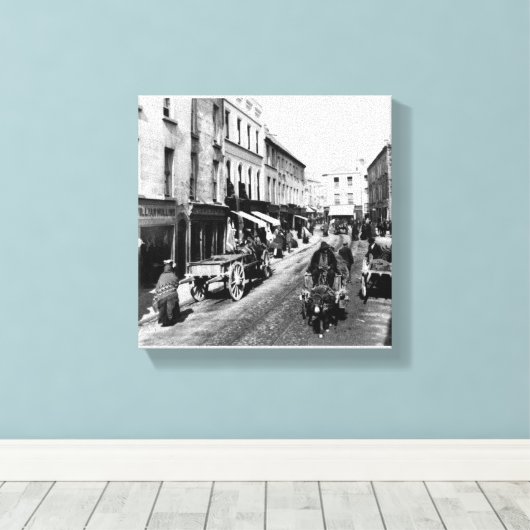  Ierland print, Galway High Street c1870 Canvas Afdruk (Insitu (Houten vloer))