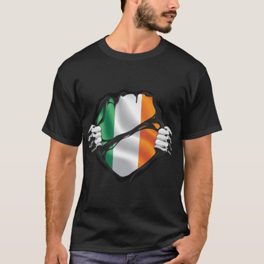 Ierland Pure Roots Flag Black T-shirt (Voorkant)