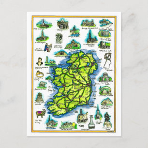 Ierland Retro Kaart Ansichtkaart