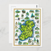 Ierland Retro Kaart Ansichtkaart (Voorkant / Achterkant)