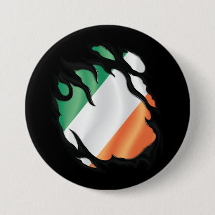 Ierland Ripped Flag Ronde Button 7,6 Cm