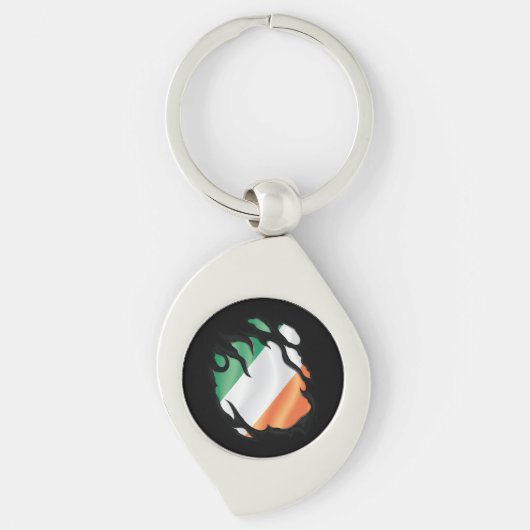 Ierland Ripped Flag Sleutelhanger (Voorkant)