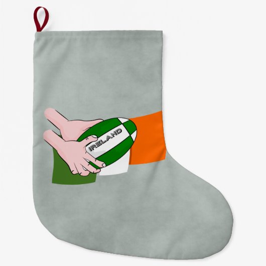Ierland rugby team supporters vlag met bal grote kerstsok (Voorkant)