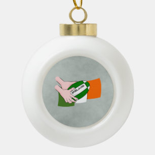 Ierland rugby team supporters vlag met bal keramische bal ornament