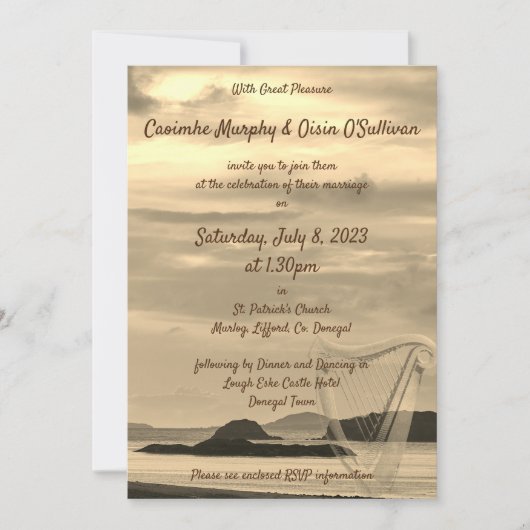 Ierland Schilderachtig huwelijksuitnodiging met Ir Kaart (Voorkant)