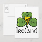Ierland Shamrock en Harp Briefkaart (Voorkant / Achterkant)