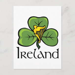Ierland Shamrock en Harp Briefkaart