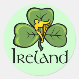 Ierland Shamrock en Harp Ronde Sticker
