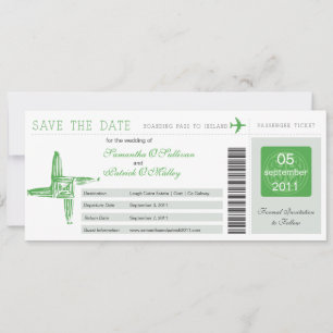 Ierland Sint-Brigid's Cross Wedding Boarding Pass Save The Date
