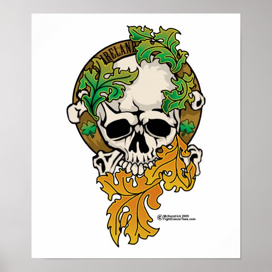 Ierland Skull Tattoo Poster (Voorkant)