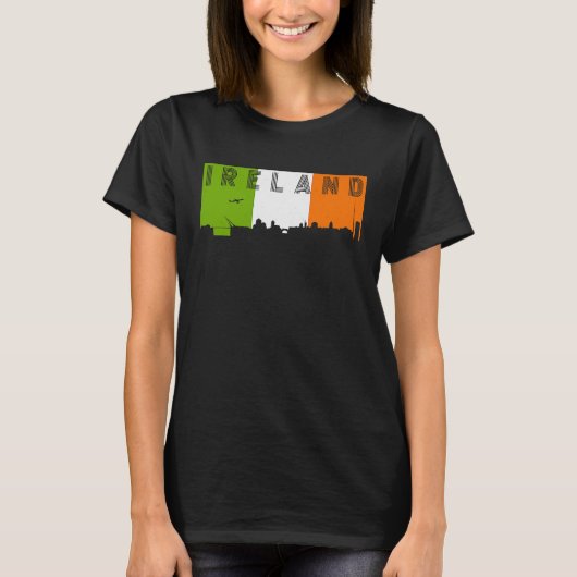 Ierland Skyline Irish Flag Vacation Travel T-shirt (Voorkant)