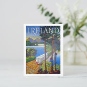 Ierland, spoorweg, landschap uitzicht, vintage, re briefkaart (Staand voorkant)