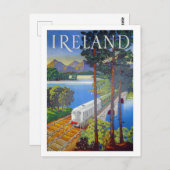 Ierland, spoorweg, landschap uitzicht, vintage, re briefkaart (Voorkant / Achterkant)