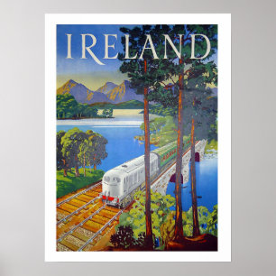 Ierland, spoorweg, landschapszicht, vintage, reize poster