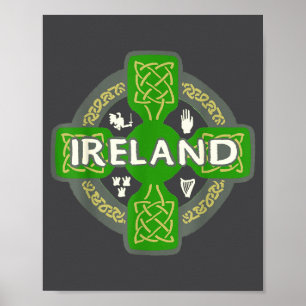 Ierland St Patrick Dag Keltisch Kruis Groen Poster