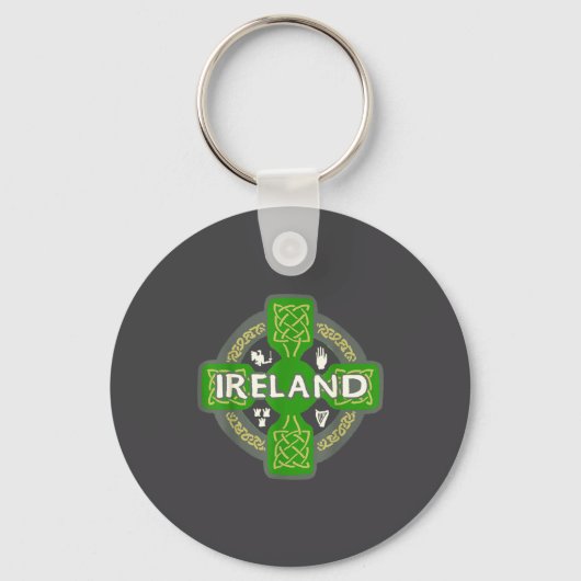 Ierland St Patrick Dag Keltisch Kruis Groen Sleutelhanger (Voorkant)