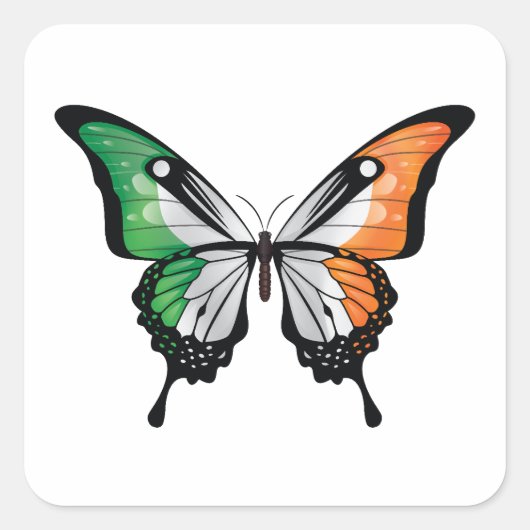Ierland Swallowtail Vlinder Vlag Vierkante Sticker (Voorkant)
