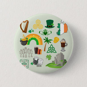 Ierland Symbolen Ronde Button 5,7 Cm