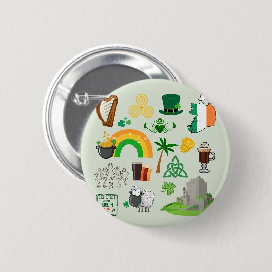 Ierland Symbolen Ronde Button 5,7 Cm (Voorkant /achterkant)