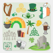 Ierland Symbolen Vierkante Sticker (Voorkant)