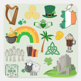 Ierland Symbolen Vierkante Sticker