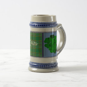 Ierland tartan, shamrock, 4 blad klaver, naam toev bierpul