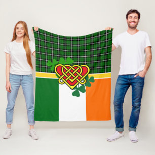 Ierland Tartan, vlag, Keltische hartshamrock, Iers Fleece Deken