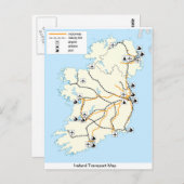 Ierland Transport Map, Iers briefkaart. Briefkaart (Voorkant / Achterkant)