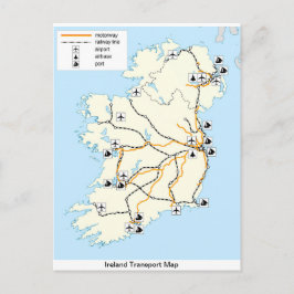 Ierland Transport Map, Iers briefkaart. Briefkaart