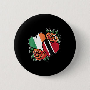 Ierland Trinidad en Tobago Vlag Hart Half Iers Ronde Button 5,7 Cm