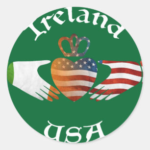 Ierland USA Claddagh Design Ronde Sticker