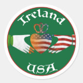 Ierland USA Claddagh Design Ronde Sticker (Voorkant)