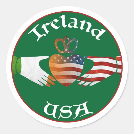 Ierland USA Claddagh Design Ronde Sticker (Voorkant)