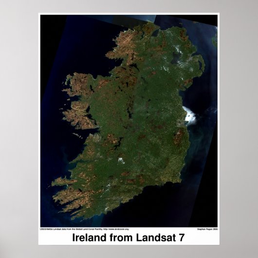 Ierland van Landsat 7 Poster (Voorkant)