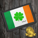 Ierland & vier bladklaver, Ierse vlag/sportfans Drievoud Portemonnee<br><div class="desc">WALLETS: Ierland & Dublin - hou van mijn land en Ierse vlag & vier blad klaver reizen patriotten / sport fans</div>