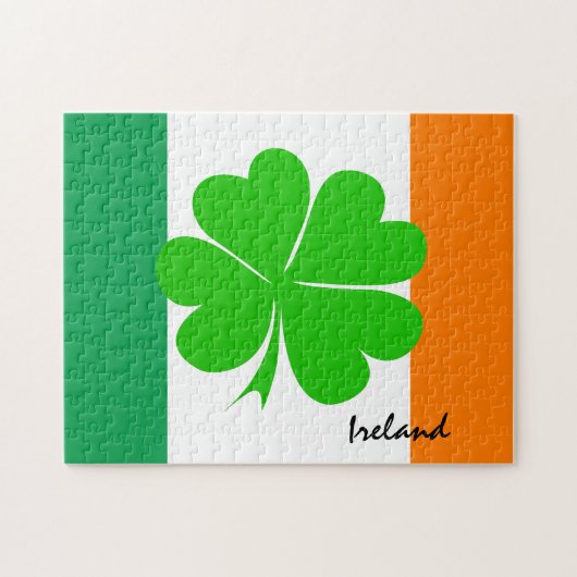 Ierland & vier bladklaver, Ierse vlag/sportfans Legpuzzel (Horizontaal)