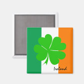 Ierland & vier bladklaver, Ierse vlag/sportfans Magneet (Voorkant / Achterkant)