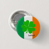 Ierland & vier bladklaver, Ierse vlag/sportfans Ronde Button 3,2 Cm (Voorkant /achterkant)