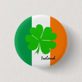 Ierland & vier bladklaver, Ierse vlag/sportfans Ronde Button 3,2 Cm (Voorkant)